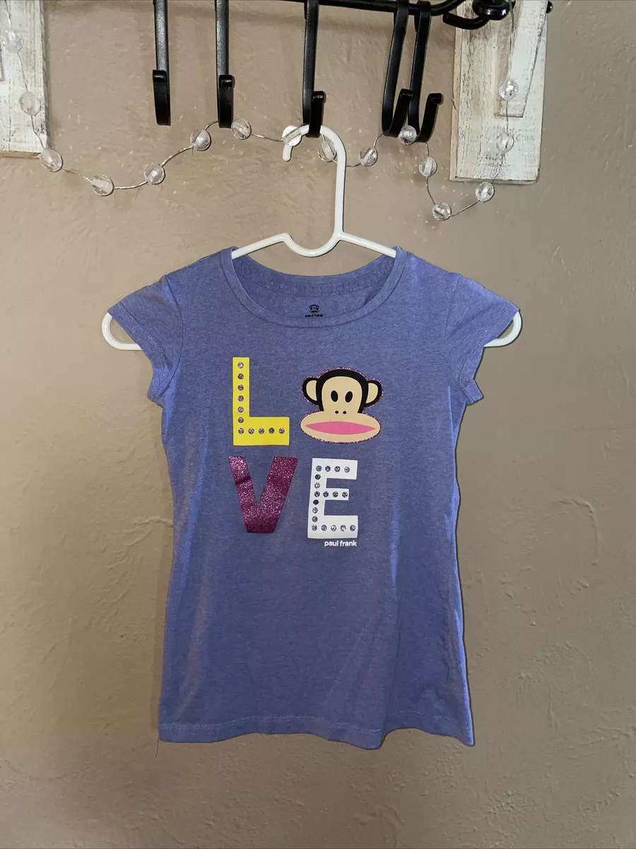 Paul Frank Girls Size M Purple Love Paul Frank Short Sleeve Shirt Monkey  Logo