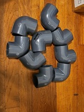 Lot Of 9 SPEARS 808-015 SCH 80 Gray PVC 90 deg Elbow, 1-1/2 in, FIPT Made in USA