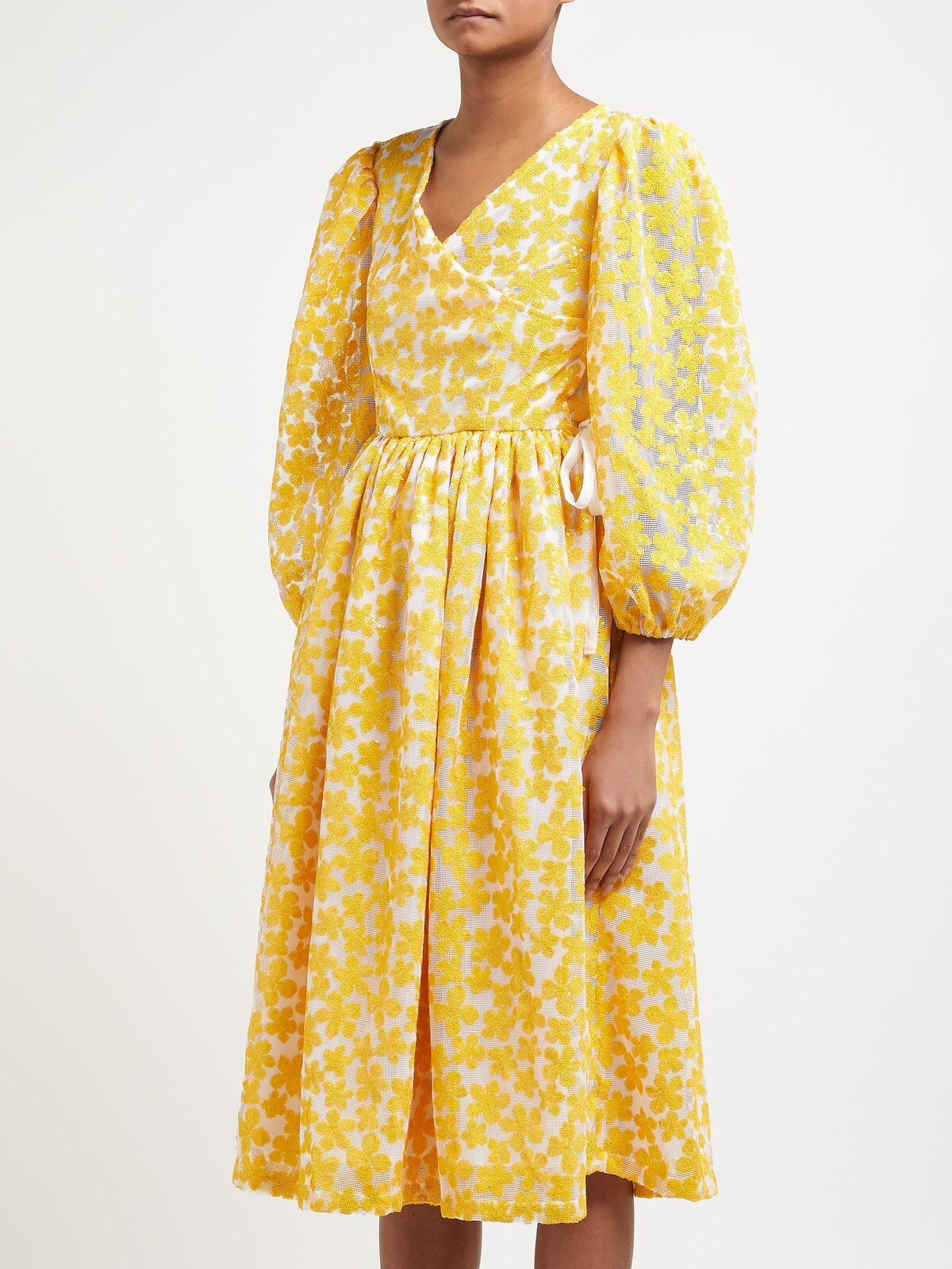 SHRIMPS Titania Yellow Sequin Wrap Dress, Brand New With Tags, Size 10 image 4