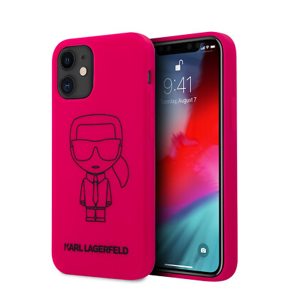 Original Karl Lagerfeld Iconic Outline Silikon Abdeckung für iPhone 12 Mini - Pink