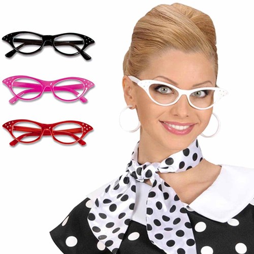 Cateye Brille Vintage Partybrille Rockabilly 50er Jahre Spaßbrille Grease Rock - Bild 13 von 15