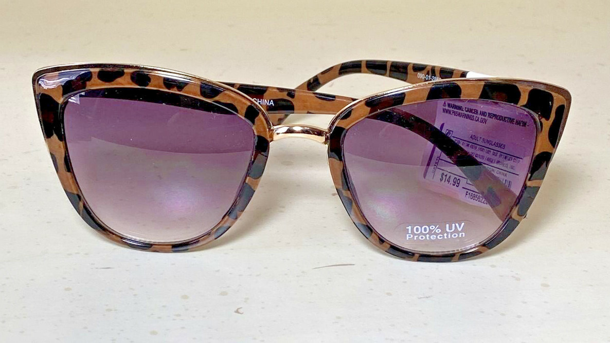 Women's Brown Animal Print Cat Eye Sunglasses with Gold Accent-image