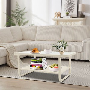 Coffee Table for Living Room, 2 Tiers Rectangle Coffee Table 39.3*19.68*16.53in