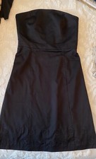 ann taylor black strapless dress with embroidered hem