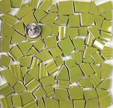 Broken China Mosaic Tile Arts and Craft Supplies - Chartreuse Green Tiles A574