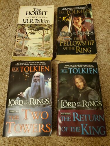 LORD of the RINGS The Hobbit 4 Paperback Book Lot J.R.R. Tolkien Movie Covers - Picture 1 of 8