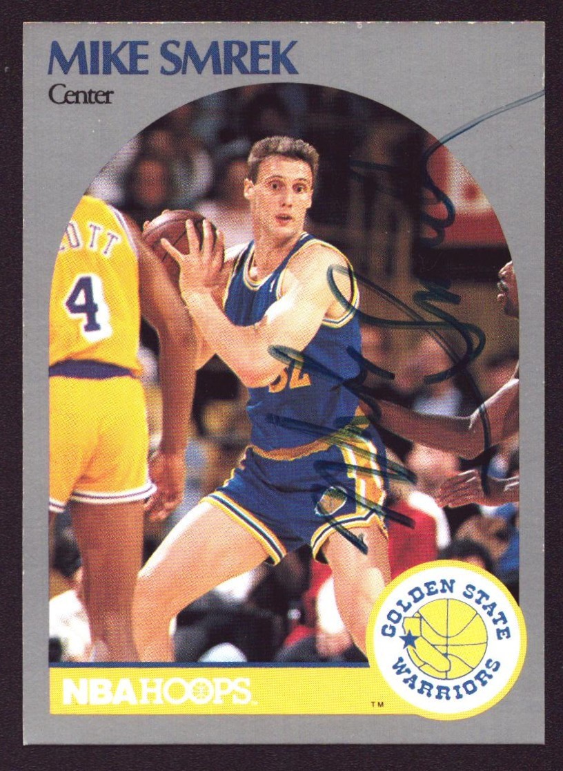 MIKE SMREK 1990-91 Hoops #119 AUTOGRAPH Signed WARRIORS Auto Bulls Lakers Spurs