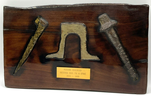 Panama Railroad Original Rail Tie & Spike 1853-1869 Desk Plaque Decoration