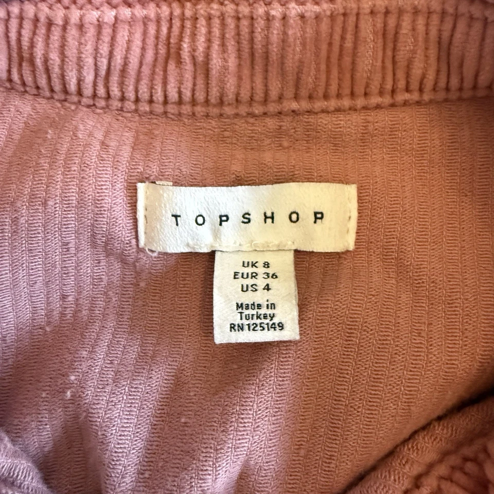 Topshop Women’s Size 6 Pink  Barbiecore Corduroy Long Sleeve  Belted Jumpsuit - Image 4 of 4