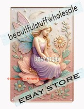 Fairy Metal Sign Raised Look Garden Decor pastel fantasy best