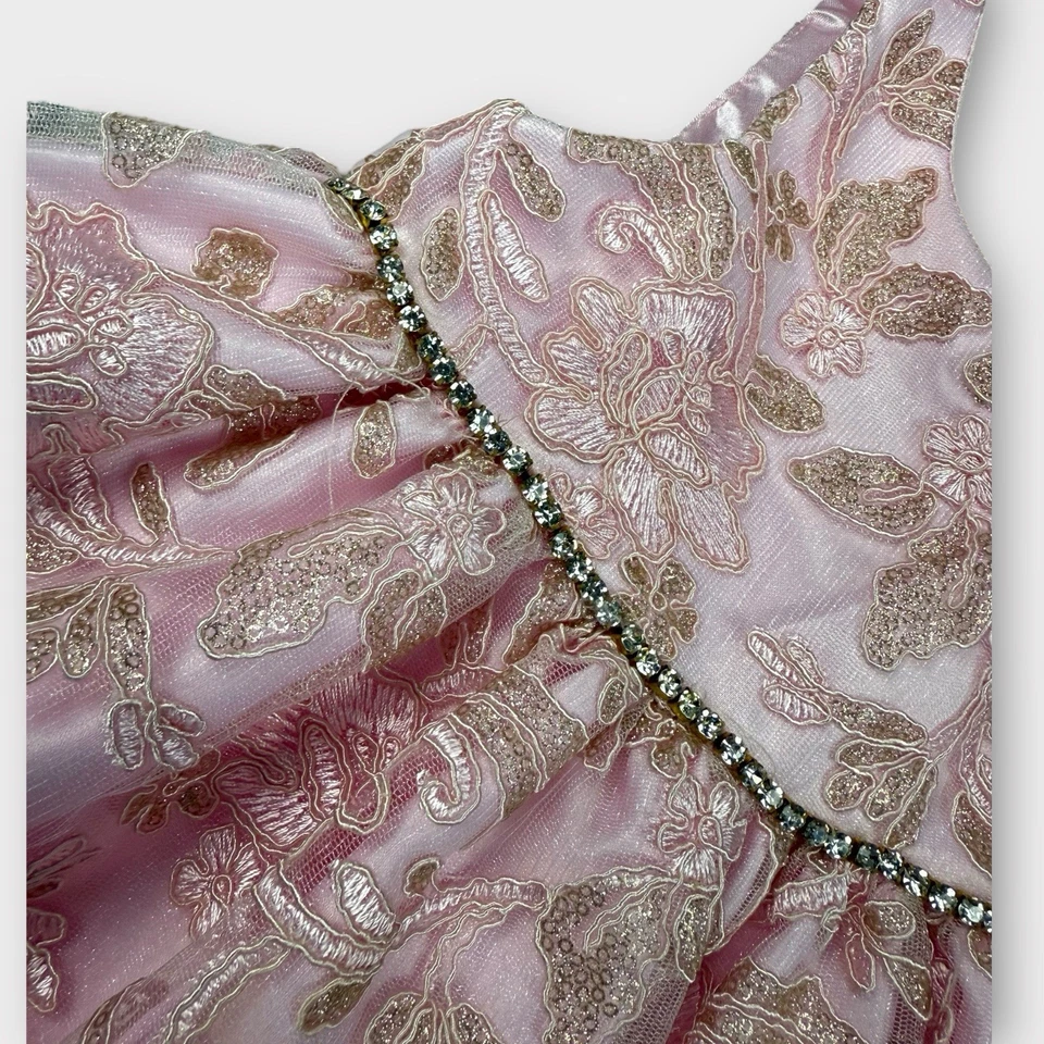 Vestido de fiesta de tul floral rosa American Princess 24M para niños pequeños vacaciones formales Foto 4 de 4