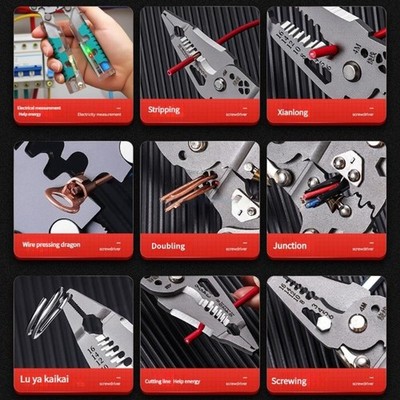 Wire Stripper Cable Cutting DIY Projects Spring Mechanism Foldable Design