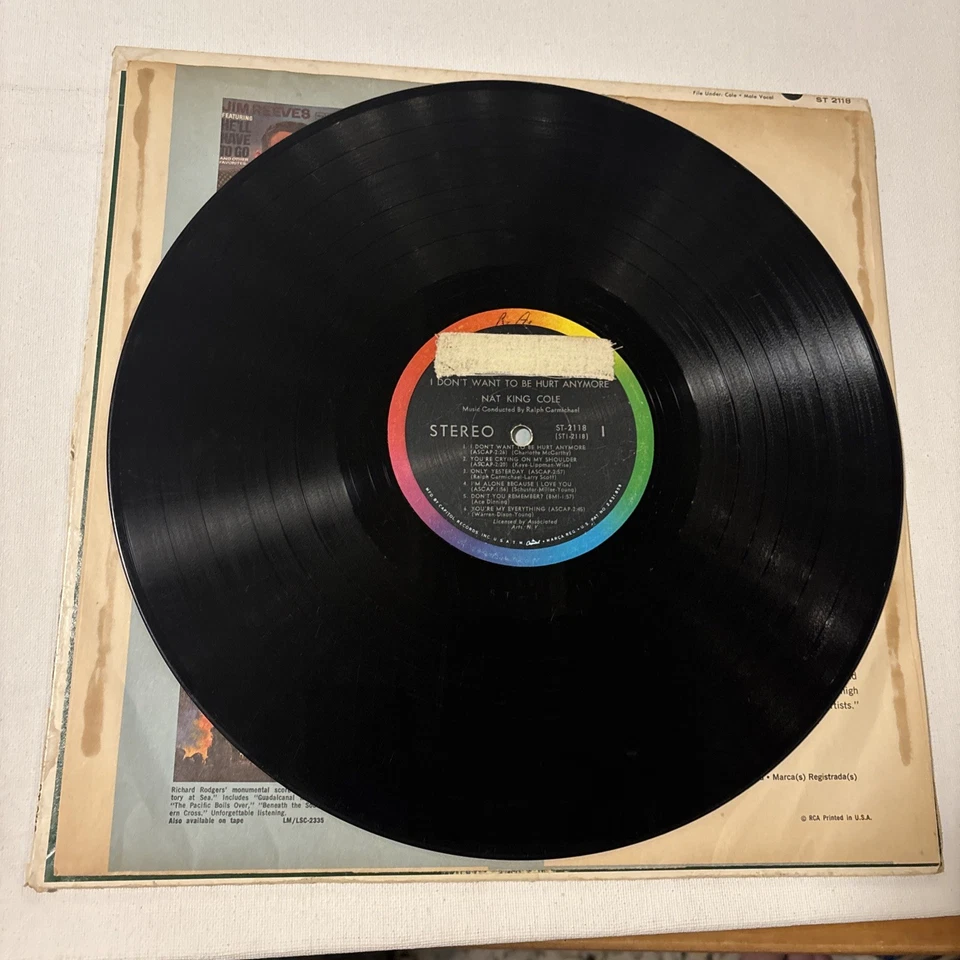 NAT KING COLE I DONT WANT TO BE HURT ANYMORE LP 1964 CAPITOL VG/VG - Image 3 of 4
