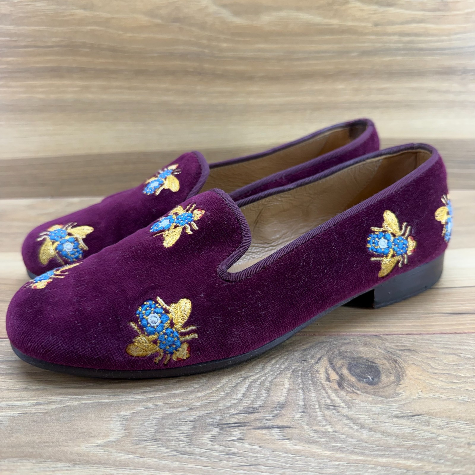 Stubbs & Wootton Bee Loafers Womens 6 Purple Velvet Flats