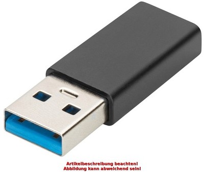 DIGITUS USB Type-C Adapter, USB A - USB-C, schwarz