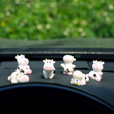 Cute Cow Car Dashboard Decor 6pcs Fun Cow Rear View Mirror Ornament Car Interio