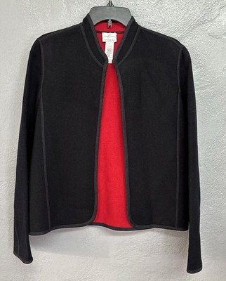Emma James Jacket Vintage Open-Front Black w/red lining Size 10 Women s