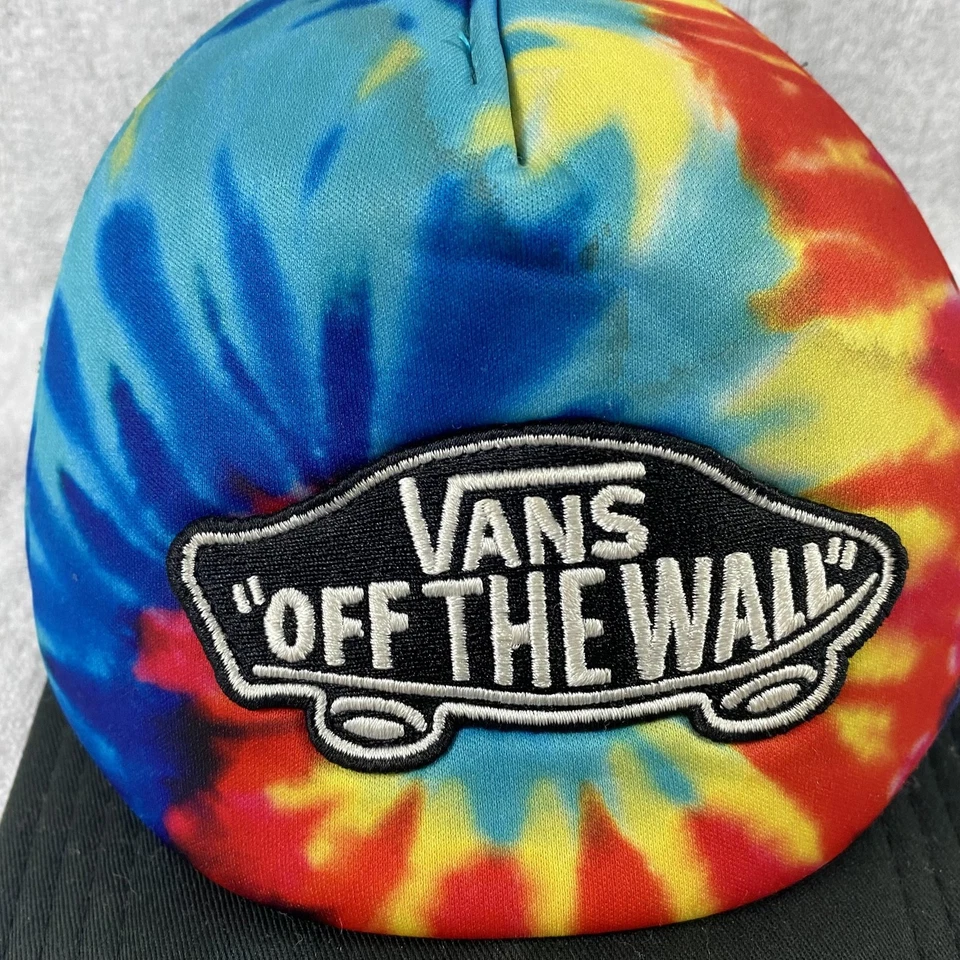 Vans Sombrero Gorra Snap Back Tie Dye Trucker Parche Monopatín Fuera de la Pared Hombres Malla Foto 2 de 4