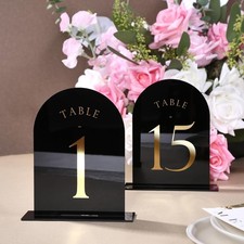 Black Arch Wedding Table Numbers with Stands 115 5x7 Inch Acrylic Signs