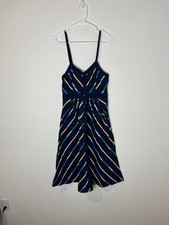 COOPERATIVE 4 triped Sundress Sleeveless Button Front Pockets Summer Casual Dres