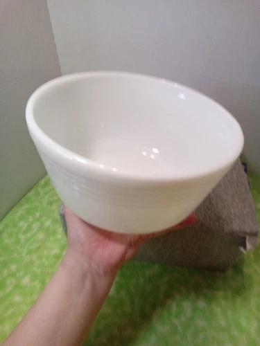 Vintage White Pyrex Ribbed Milk Glass 4 Qt Mixing Bowl Hamilton Beach Mixer #10