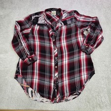 Camicetta fico e fiori tecnica mista con bottoni a quadri oversize taglia M