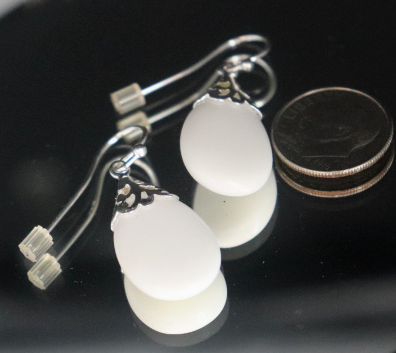 White Onyx Solid 925 Silver Dangle Earring Teardr… - image 6