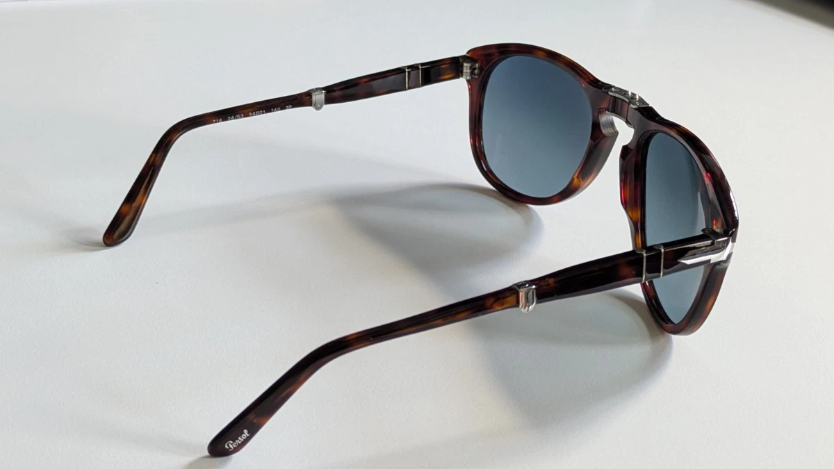 Persol PO0714 714 24/S3 54 Havana Blue Polarized foldable Sunglasses Italy made