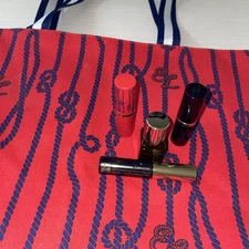 Estée Lauder 5 Pc Cosmetic Tote Bag, 2 Lipsticks, Mascara, Advanced Night Repair