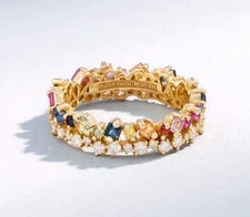 Suzanne Kalan Princess Short Stack Rainbow Sapphire Eternity Band