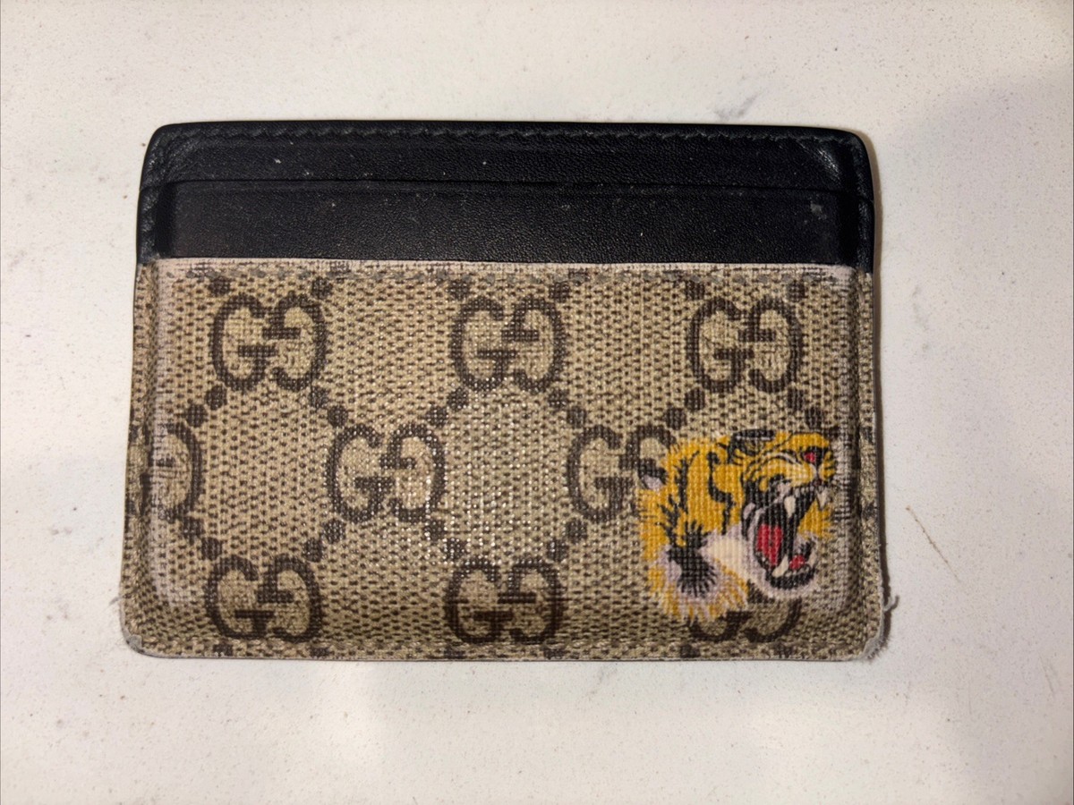 GUCCI グッチ GGスプリーム タイガー カードケース Authentic GUCCI GG Supreme Card Case Tiger Card Holder Unisex Used