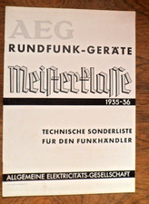 Prospekt AEG Röhrenradio Volksempfänger Schaltbilder, Sonderliste 1935-1936