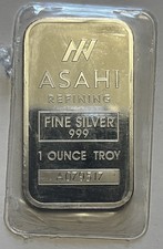 Asahi 1 oz .999 Silver Bar - Sealed Bullion 76.99 per troy oz