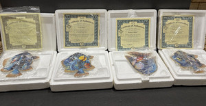Bradford Exchange Rainbow Reef  Fish Collector Plates gold trim set lot 7 NIB
