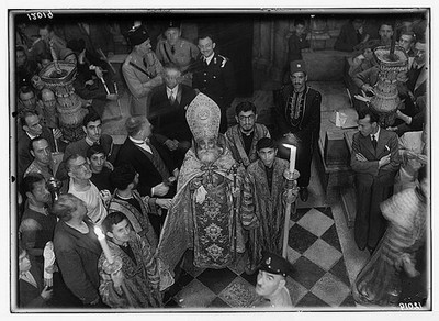 Photo:Jerusalem Holy Fire Orthodox Easter Ceremony 1941 Clergy Crowds