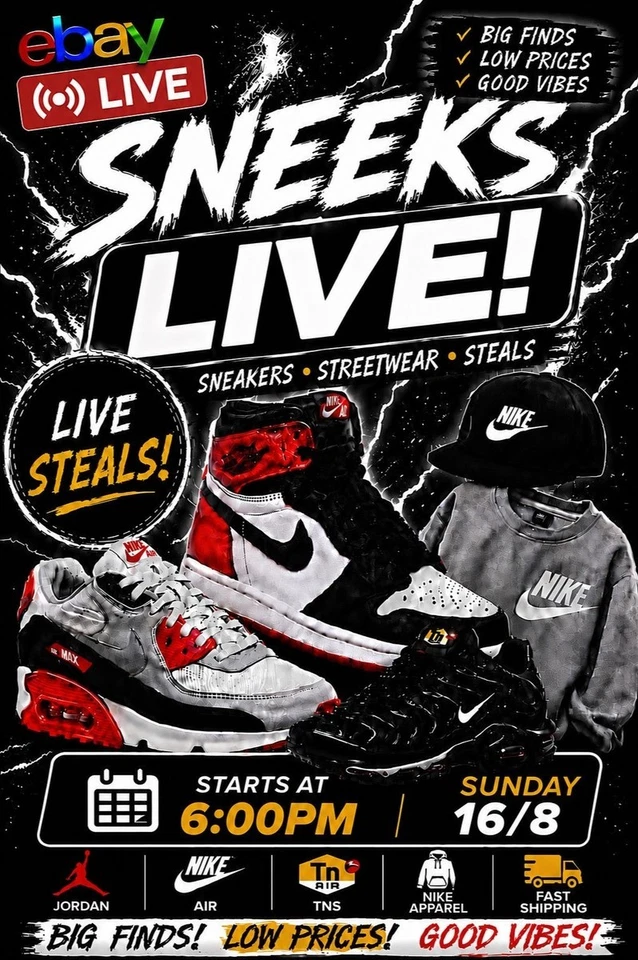 Live Auctions! Huge Steal On Sneakers & Clothing - Nike - Asics - Jordans