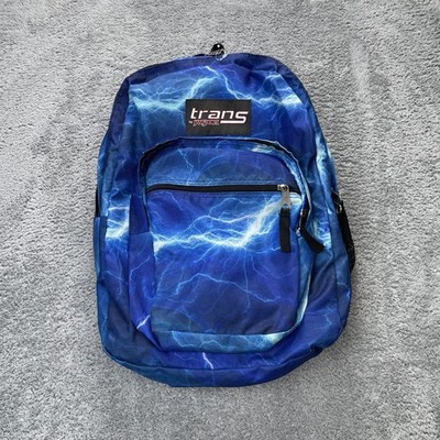 JanSport Backpack Bag Double Zip Pockets Lightning Print Kids Trans School