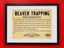 Pennsylvania Game Commission Beaver Trapping Prohibited Harrisburg Sign