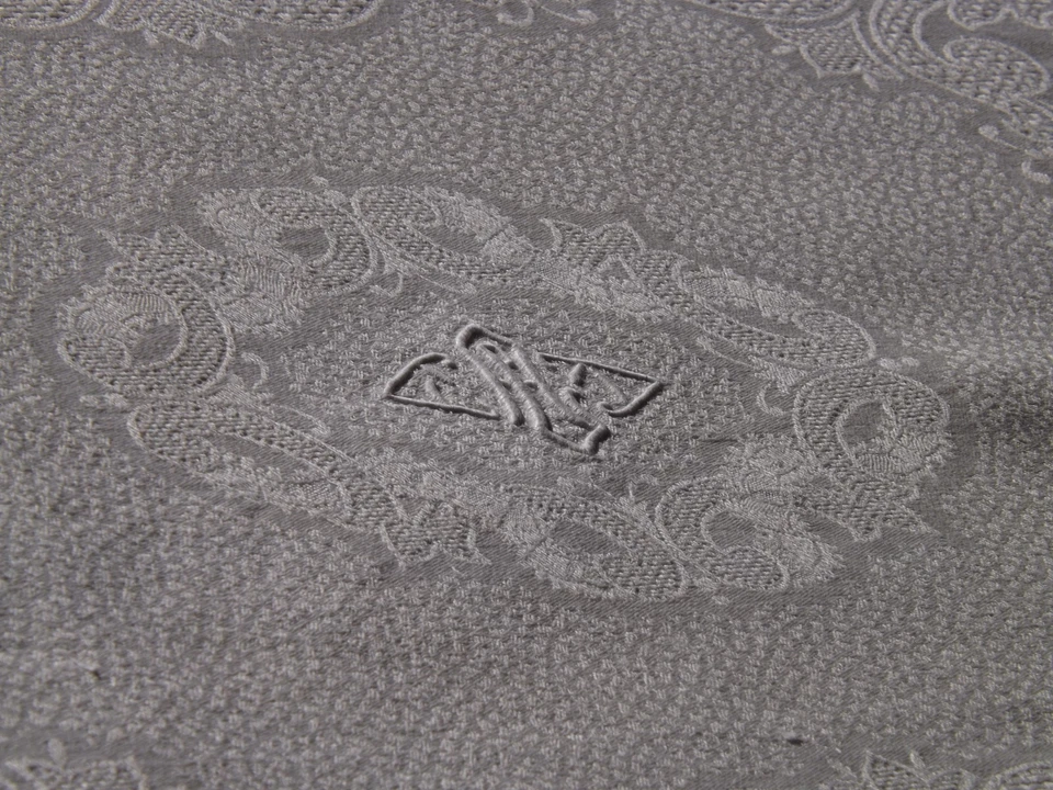 12 serviettes de table, damas de métis, mono AL,  jamais servi, anciennes - Photo 3/4