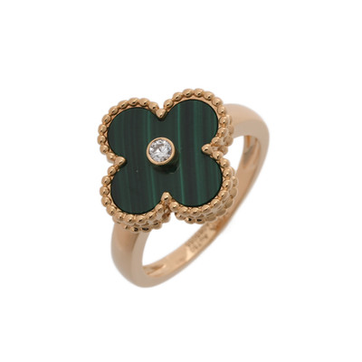 Van Cleef & Arpels Damen Ring 12 K18 Gelbgold YG Malachit/Diamant Vintage...