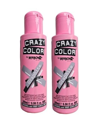 2 x Crazy Color Semi-Permanent Conditioning Haarfarbe Farbe Creme - Graphit.