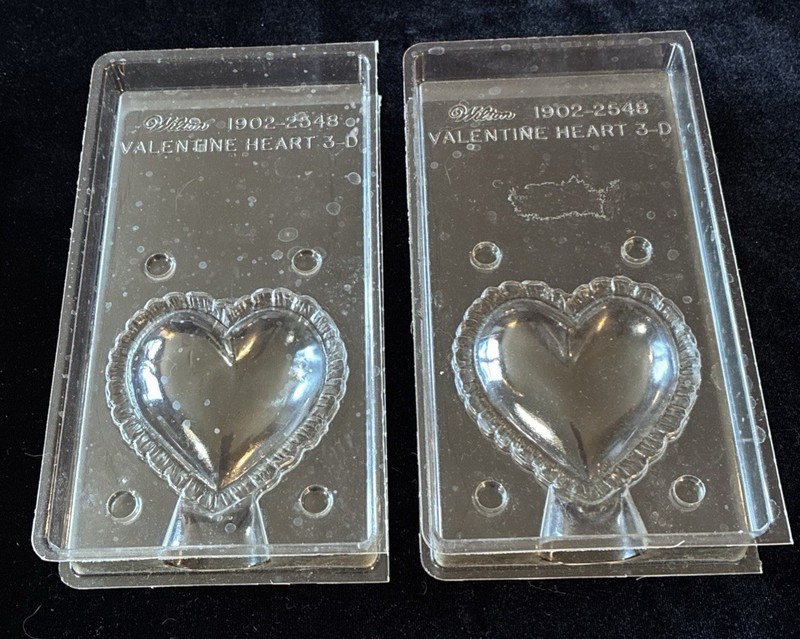 Vintage Lot 2 Chocolate Molds - Wilton 1902-2548 3D Mold VALENTINE HEART
