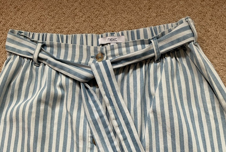 Next Blue And White Cotton Stripe Skirt Size 10 | eBay UK