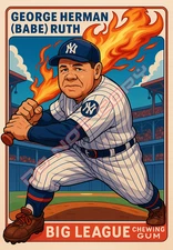 George Herman Babe Ruth Anime (B) Parody Art Card Big League Chewing Gum