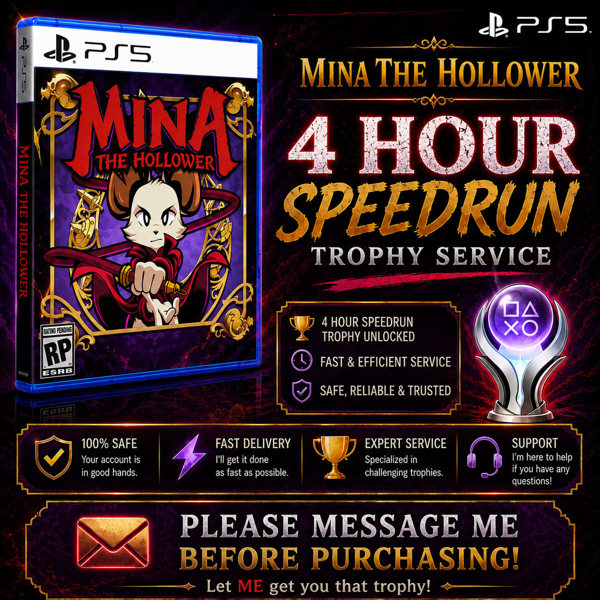 Mina The Hollower: 4 Hour SpeedRun Trophy