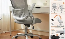  Office Computer Desk Chair, Ergonomic Mid-Back Mesh Rolling Light Grey Modern