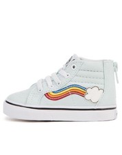 VANS Sk8-Hi Zip Rainbow Sidestripe Blue Toddler Girls Skate Canvas Sneakers