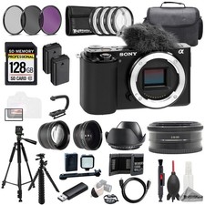 Sony ZV-E10 Black Body  Sony E 20mm f/2.8 Lens 128GB 9PC Filtr MEGA Kit