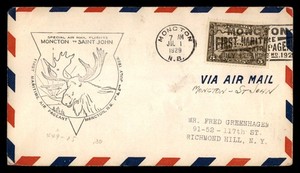 Mayfairstamps Canada 1929 Moncton to Saint John air mail Cover cca_11137