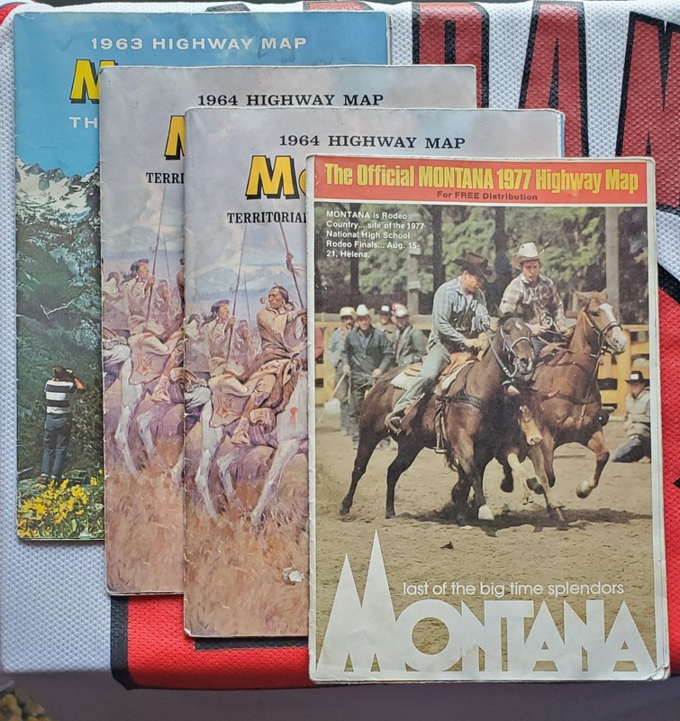 Vintage 1963, 64, 77 Montana Official State Highway Department Road Map Lot(4)